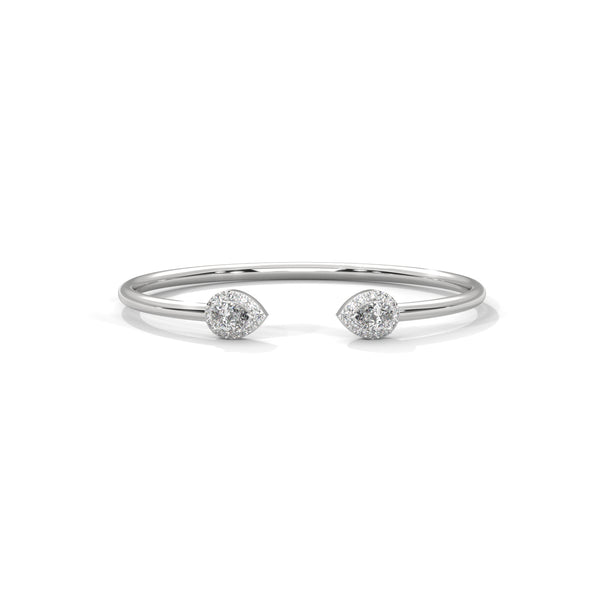10K White Gold Pear Lab Diamond Open Bangle Bracelet | 1.54 Carat Total Weight
