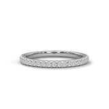 10K White Gold Pave Setting Round Lab Diamond Half Eternity Wedding Band