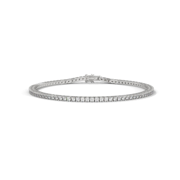 10K White Gold Round Cut Lab Diamond Tennis Bracelet | 2.18 Carat Total Weight