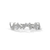 10K White Gold Chevron Baguette Lab Grown Diamond Wedding Band