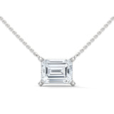 10K White Gold Emerald Cut Lab Grown Diamond Four-Prong Solitaire Pendant | 1.50 Carat Total Weight