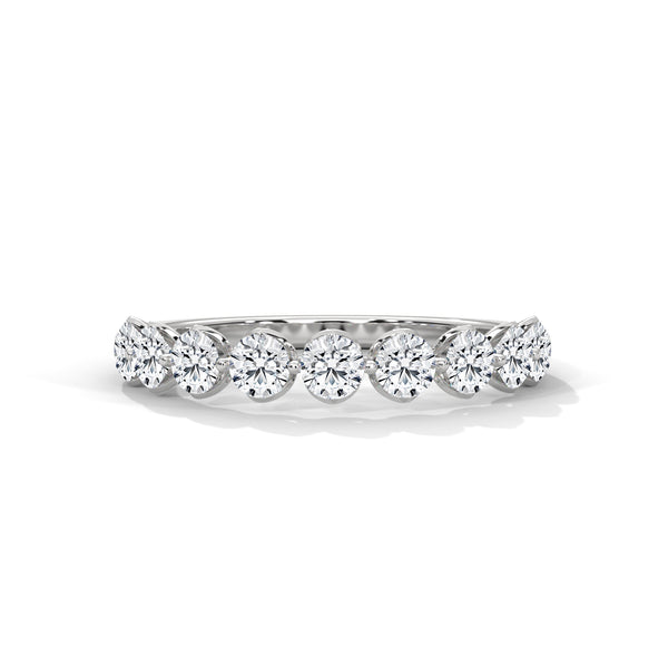 Ethical Round Lab Grown Diamond Half Eternity Wedding Band in 10K White Gold