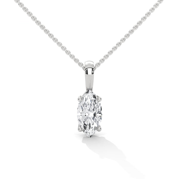 10K White Gold Marquise Lab Grown Diamond Four-Prong Solitaire Pendant | 1.25 Carat Total Weight