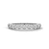 10K White Gold Round Lab Diamond U-Prong Half Eternity Wedding Band 