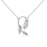 10K White Gold Marquise Lab Grown Diamond Solitaire Leaf Vine Pendant Necklace | 0.50 Carat Total Weight