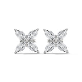 10K White Gold 1.12 CTW Marquise Lab Grown Diamond Flower Cluster Stud Earrings