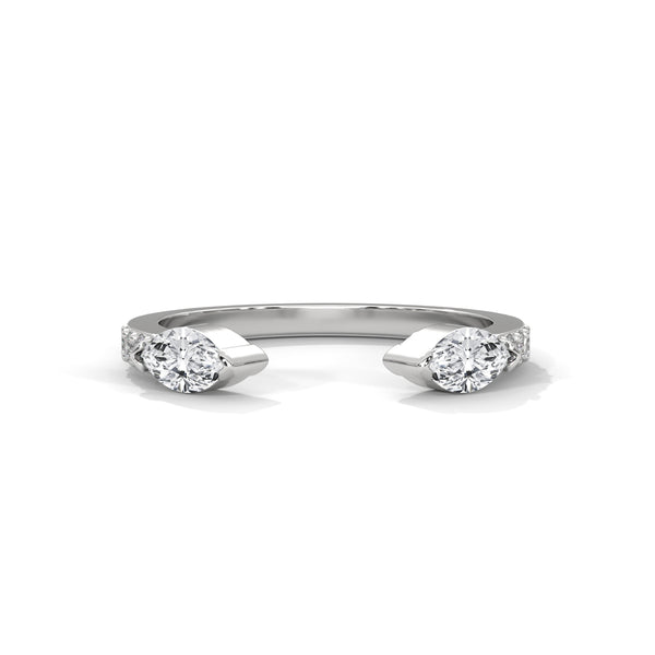 Ethical Marquise Lab Grown Diamond Wedding Band in 10K White Gold