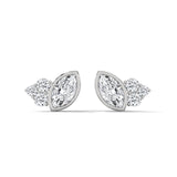 14K White Gold 0.50 CTW Marquise Round Lab Grown Diamond Bezel Cluster Petal Stud Earrings