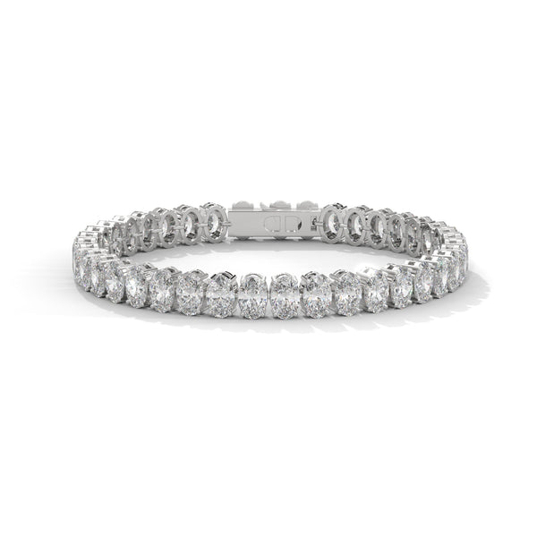 10K White Gold Oval Lab Diamond Tennis Bracelet | 26 Carat Total Weight