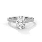 10K White Gold 2.0 CT Oval Lab Grown Diamond Solitaire Pave Engagement Ring