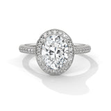 10K White Gold 2.0 CT Oval Lab Grown Diamond Halo Pave Engagement Ring