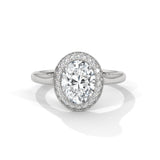 Radiant 10K White Gold 2.0 CT Oval Lab Grown Diamond Halo Solitaire Engagement Ring