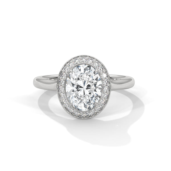 Radiant 10K White Gold 2.0 CT Oval Lab Grown Diamond Halo Solitaire Engagement Ring