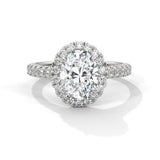 Dazzling 10K White Gold 2.0 CTW Oval Lab Grown Diamond Halo Pave Engagement Ring