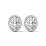 10K White Gold 1.0 CTW Oval Lab Grown Diamond Halo Stud Earrings