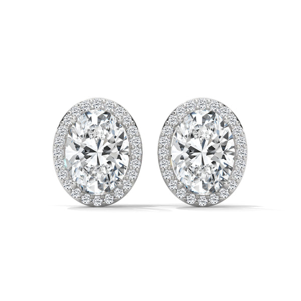 10K White Gold 1.0 CTW Oval Lab Grown Diamond Halo Stud Earrings