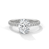 Elegant 10K White Gold 2.0 CT Oval Lab Grown Diamond Pave Engagement Ring