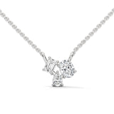 10K White Gold Oval, Pear & Emerald Cut Lab Grown Diamond Cluster Pendant Necklace | 0.38 Carat Total Weight