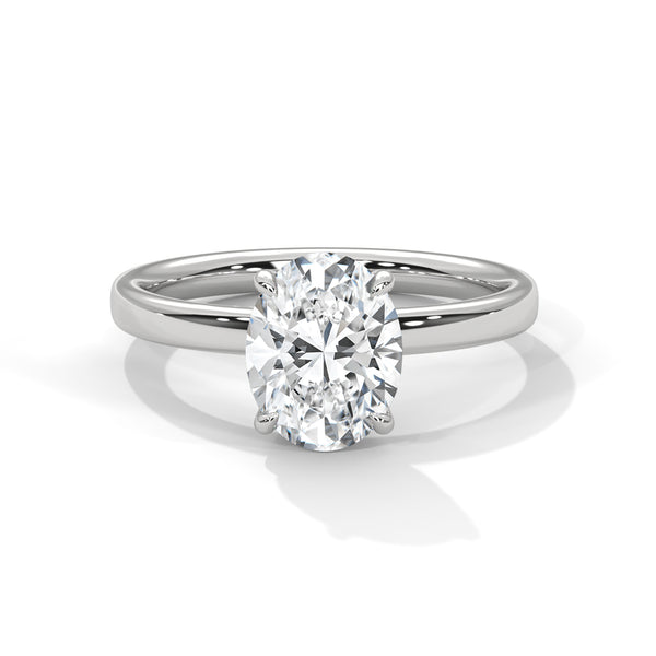 10K White Gold 2.0 CT Oval Lab Grown Diamond Solitaire Engagement Ring