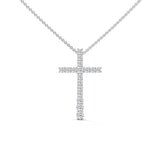 10K White Gold Pave Round Lab Grown Diamond Cross Pendant Necklace | 0.48 Carat Total Weight