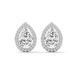 10K White Gold 0.81 CT Pear Shape Lab Grown Diamond Halo Stud Earrings