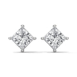 10K White Gold Princess Cut Lab Grown Diamond Solitaire Stud Earrings | 2.50 Carat Total Weight (1.25 CT Each)