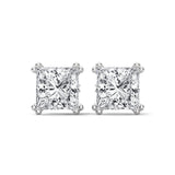 10K White Gold 1.50 CT Princess Cut Lab Grown Diamond Stud Earrings