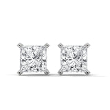10K White Gold 1.5 CT Princess Cut Lab Grown Diamond Stud Earrings