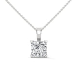 10K White Gold Princess Lab Grown Diamond Solitaire Pendant Necklace | 2.00 Carat Total Weight
