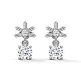 14K White Gold 1.76 CTW Round Baguette Lab Grown Diamond Snowflake Cluster Drop Earrings