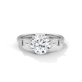 Timeless 10K White Gold 2.57 CTW Round and Baguette Lab Grown Diamond Three Stone Engagement Ring
