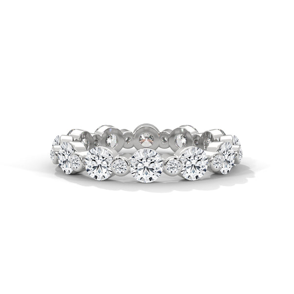 10K White Gold Alternating Round Lab Grown Diamond Full Eternity Wedding Band