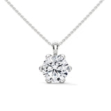 10K White Gold Round Brilliant Lab Grown Diamond Six-Prong Solitaire Pendant Necklace | 2.43 Carat Total Weight