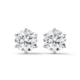 10K White Gold Round Brilliant Lab Grown Diamond Solitaire Stud Earrings | 2.60 Carat Total Weight (1.30 CT Each)