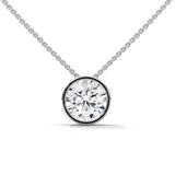 10K White Gold Round Lab Grown Diamond Bezel Solitaire Pendant | 2.00 Carat Total Weight