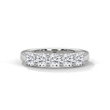 Ethical Five Stone Round Lab Grown Diamond Wedding Band in 10K White Gold