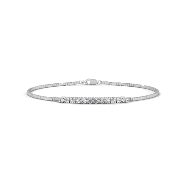 10K White Gold Round Lab Grown Diamond Tennis Bracelet | 0.42 Carat Total Weight