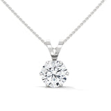 10K White Gold Round Lab Grown Diamond Six-Prong Solitaire Pendant Necklace | 2.11 Carat Total Weight