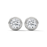 10K White Gold 1.3 CT Round Lab Grown Diamond Bezel Stud Earrings