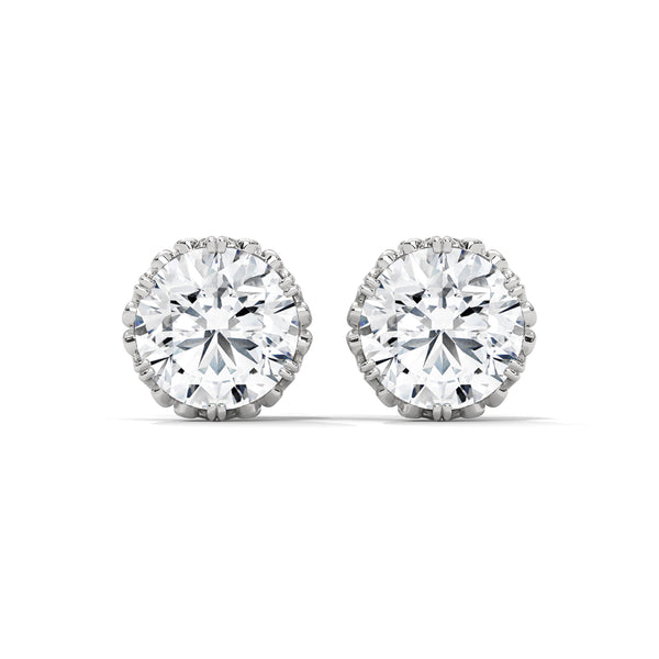 10K White Gold 0.84 CT Round Lab Grown Diamond Stud Earrings with Detailed Gallery