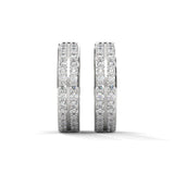 14K White Gold 0.22 CTW Round Lab Grown Diamond Double Row Pave Huggie Hoop Earrings