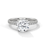 Sparkling 10K White Gold 2.0 CT Round Lab Grown Diamond Pave Engagement Ring