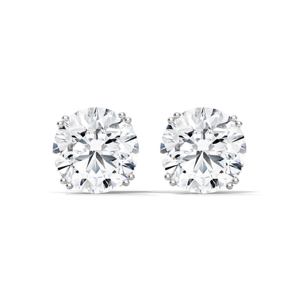10K White Gold 1.3 CT Round Lab Grown Diamond Fancy Prong Stud Earrings