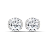 10K White Gold 1.3 CT Round Lab Grown Diamond Half Bezel Stud Earrings