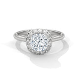 10K White Gold 1.5 CT Cushion Lab Grown Diamond Halo Engagement Ring