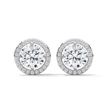 10K White Gold 0.84 CT Round Lab Grown Diamond Halo Stud Earrings
