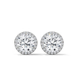 14K White Gold 0.84 CT Round Lab Grown Diamond Halo Stud Earrings
