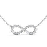 10K White Gold Round Lab Grown Diamond Pave Set Infinity Pendant Necklace | 0.16 Carat Total Weight