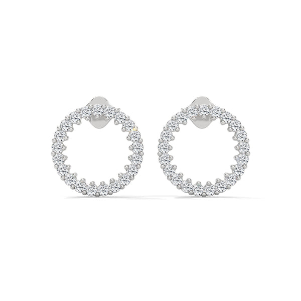 10K White Gold 0.42 CTW Lab Grown Diamond Pave Circle Stud Earrings