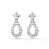 14K White Gold 0.42 CTW Round Lab Grown Diamond Pear Shape Halo Drop Earrings